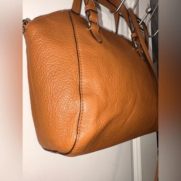 Coach Pebbled Leather Structured Satchel Crossbody Brown - Picture 6 of 12